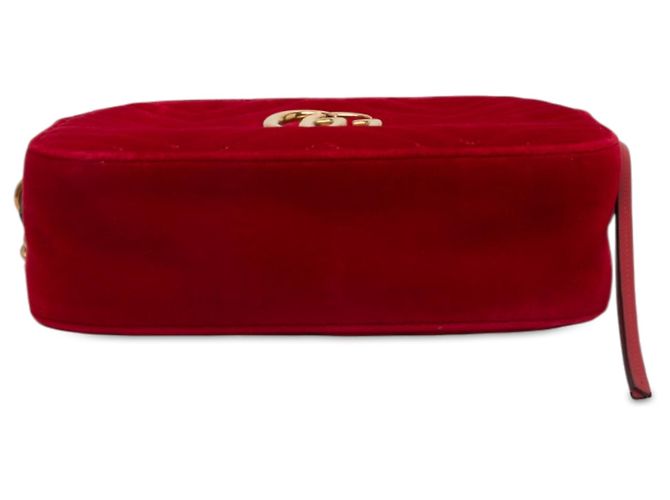Gucci Borsa a tracolla Small GG Marmont Matelassé in velluto rosso - vista 3