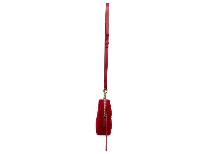 Gucci Borsa a tracolla Small GG Marmont Matelassé in velluto rosso - vista 6