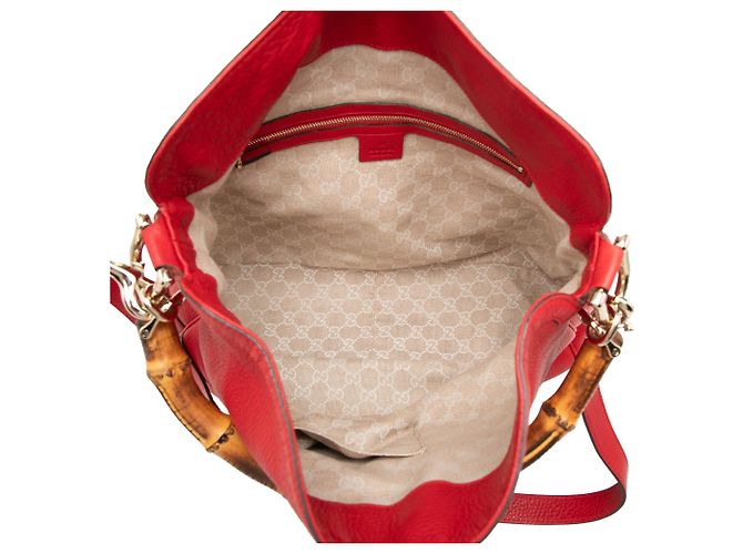Gucci Diana Satchel aus rotem Kalbsleder mit Bambusgriff - Ansicht 4
