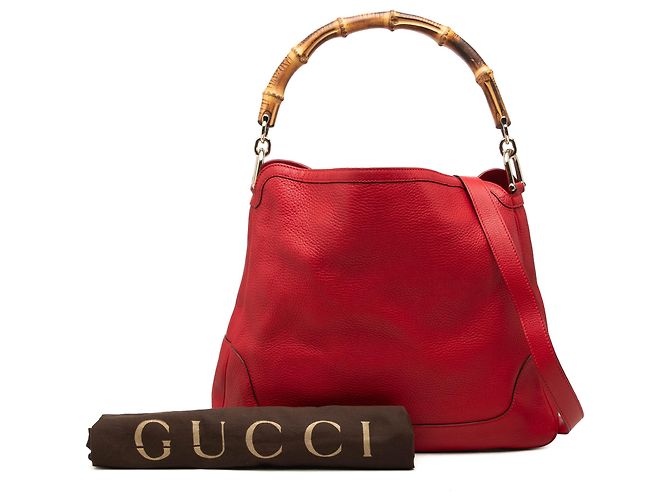 Gucci Diana Satchel aus rotem Kalbsleder mit Bambusgriff - Ansicht 7