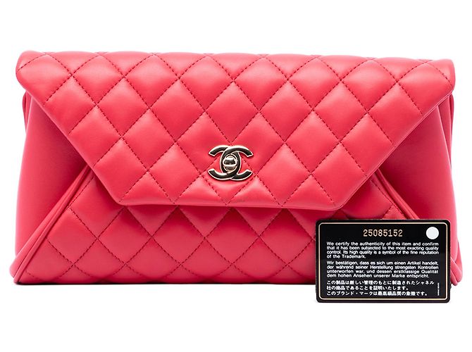 Clutch Chanel Pink Quilted Lambskin Fold Up Again Rosa - vista 7