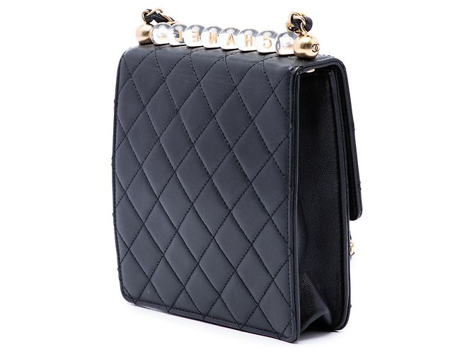 Chanel Black Small Quilted Lambskin Chic Pearls Flap Preto - vista 2