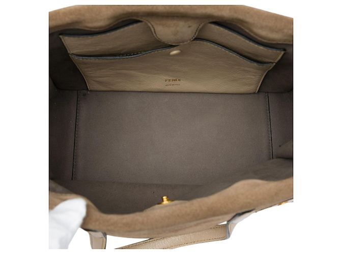 Borsa Satchel Fendi Grace in Vitello e Camoscio Beige - vista 4