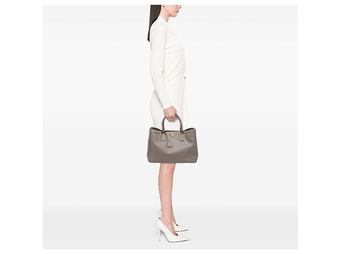 Prada Gray Large Saffiano Lux Gardeners Tote Bag Braun - Ansicht 6