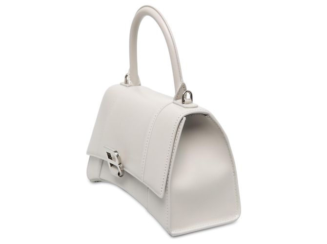 Balenciaga Hourglass Top Handle Tasche aus glänzendem Kalbsleder weiß Small - Ansicht 2