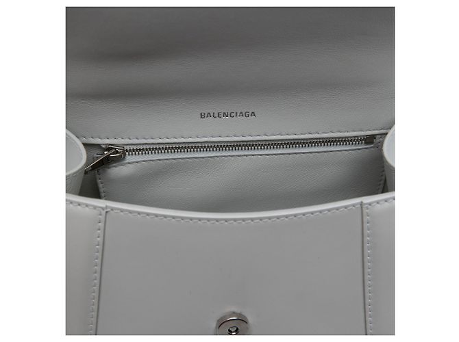 Balenciaga Hourglass Top Handle Tasche aus glänzendem Kalbsleder weiß Small - Ansicht 4