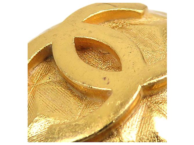Chanel Gold CC vergoldete gesteppte runde Clip-On-Ohrringe Golden - Ansicht 10
