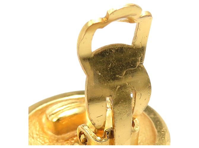 Chanel Gold CC vergoldete gesteppte runde Clip-On-Ohrringe Golden - Ansicht 11