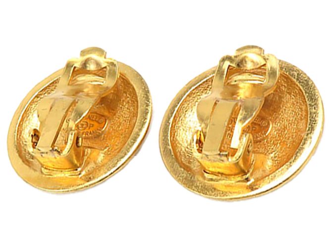 Chanel Gold CC vergoldete gesteppte runde Clip-On-Ohrringe Golden - Ansicht 3