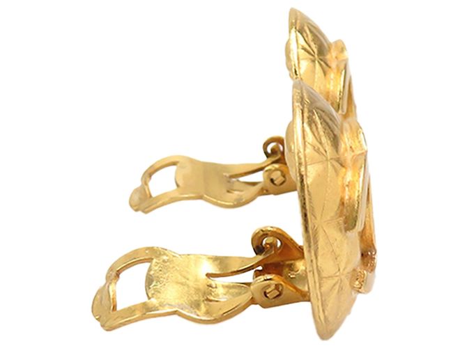 Chanel Gold CC vergoldete gesteppte runde Clip-On-Ohrringe Golden - Ansicht 6