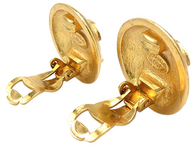 Chanel Gold CC vergoldete gesteppte runde Clip-On-Ohrringe Golden - Ansicht 7