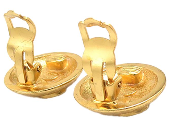 Chanel Gold CC vergoldete gesteppte runde Clip-On-Ohrringe Golden - Ansicht 8