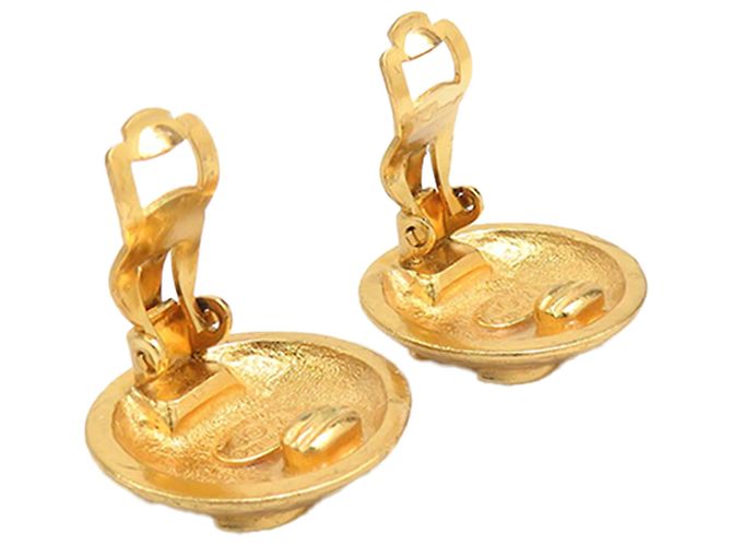 Chanel Gold CC vergoldete gesteppte runde Clip-On-Ohrringe Golden - Ansicht 9