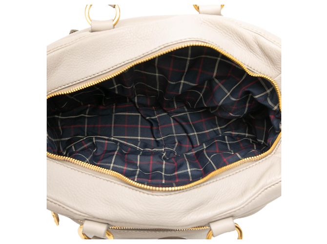 Bolsa Satchel Miu Miu em couro bege - vista 4