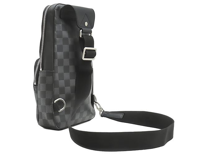 Louis Vuitton Black Damier Graphite Avenue Sling Preto - vista 2