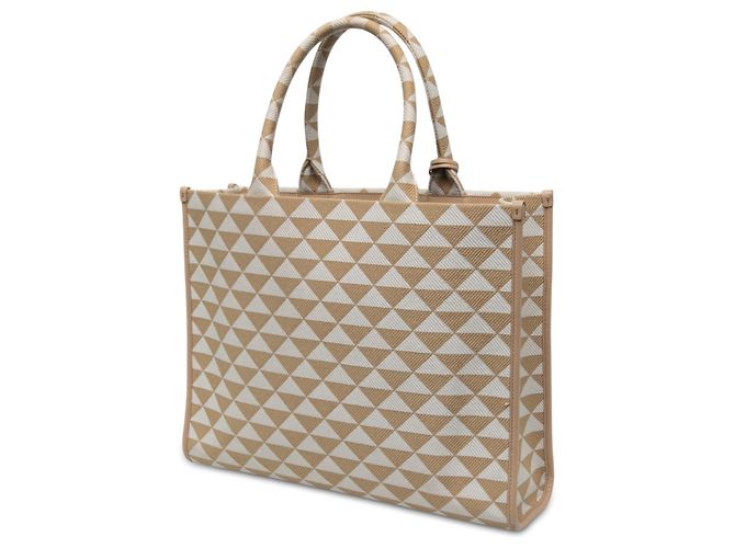 Prada Beige Large Triangolo Jacquard Symbole Tote - Ansicht 2