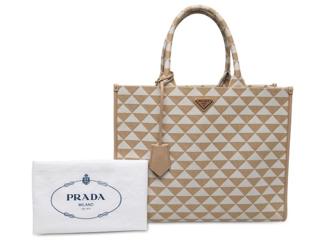 Prada Beige Large Triangolo Jacquard Symbole Tote - Ansicht 6