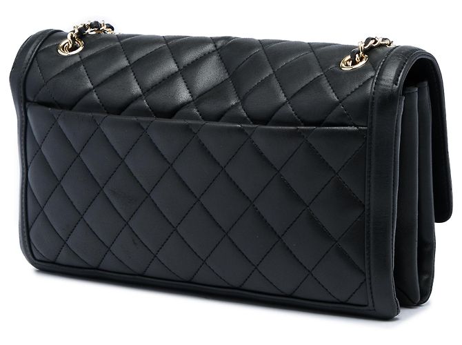 Chanel Black Medium Quilted Lambskin 3 Compartment Flap Schwarz - Ansicht 2