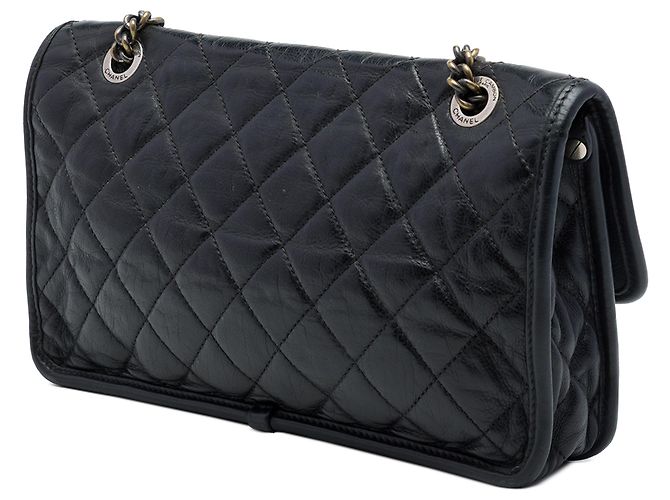 Chanel Black Medium Quilted Calfskin French Riviera Flap Nero - vista 2
