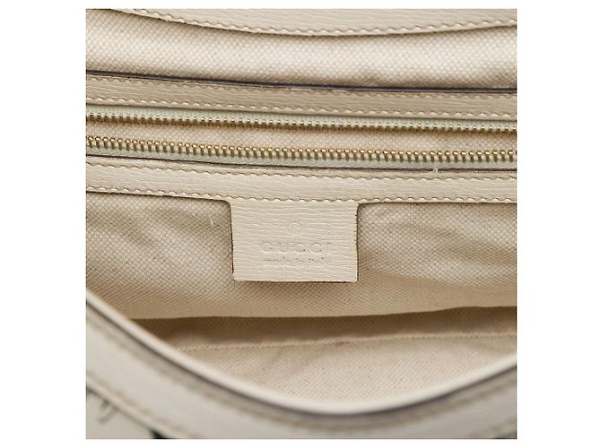 Gucci Flora Nice Stirrup Crossbody in pelle di vitello bianca Bianco Crudo - vista 5