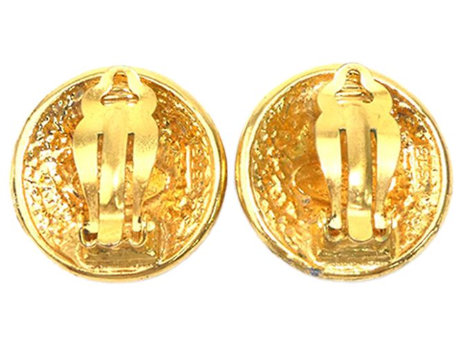 Chanel Gold vergoldete Camellia runde Clip-On Ohrringe Golden - Ansicht 2