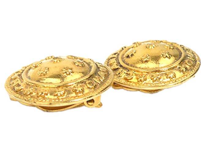 Chanel Gold vergoldete Camellia runde Clip-On Ohrringe Golden - Ansicht 3