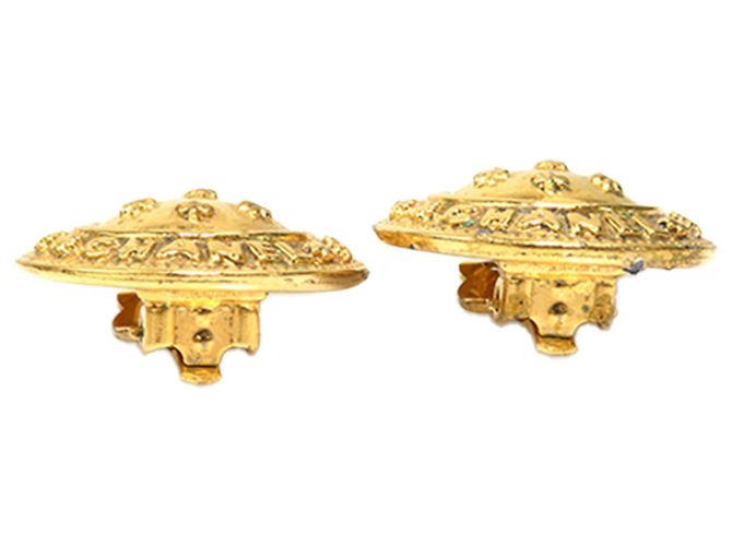 Chanel Gold vergoldete Camellia runde Clip-On Ohrringe Golden - Ansicht 5