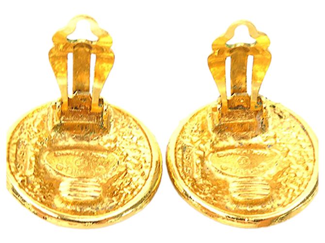 Chanel Gold vergoldete Camellia runde Clip-On Ohrringe Golden - Ansicht 7