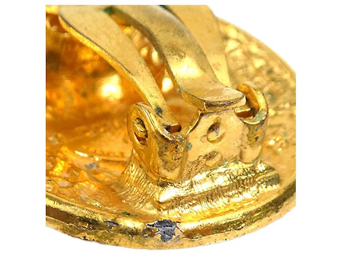 Chanel Gold vergoldete Camellia runde Clip-On Ohrringe Golden - Ansicht 8