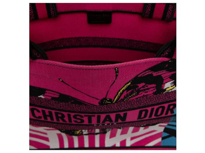 Dior Pink Medium Embroidered Canvas Butterfly D Jungle Pop Book Tote - Ansicht 5