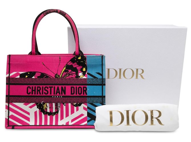 Dior Pink Medium Embroidered Canvas Butterfly D Jungle Pop Book Tote - Ansicht 7