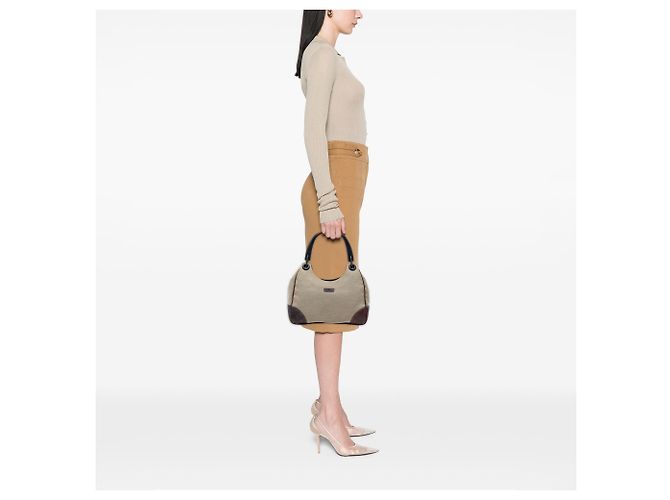 Borsa a tracolla Colbert in tela beige con rifiniture Guccissima Gucci - vista 5