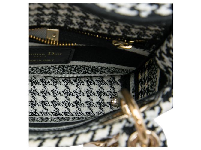 Dior White Mini Embroidered Canvas Houndstooth Lady D Lite Weiß - Ansicht 4