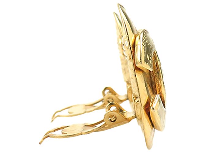 Boucles d'oreilles clips Chanel Gold CC Logo plaqué or Doré - vue 3