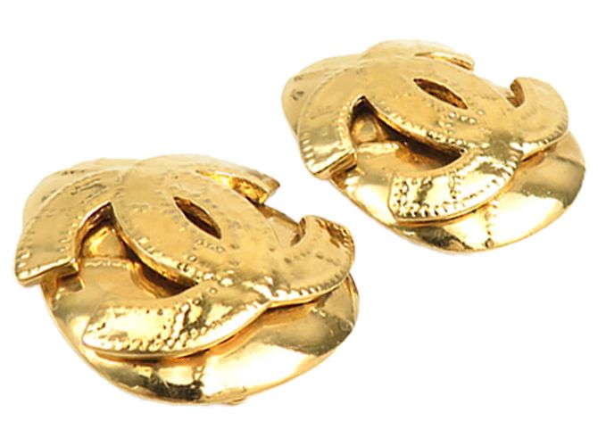 Boucles d'oreilles clips Chanel Gold CC Logo plaqué or Doré - vue 5