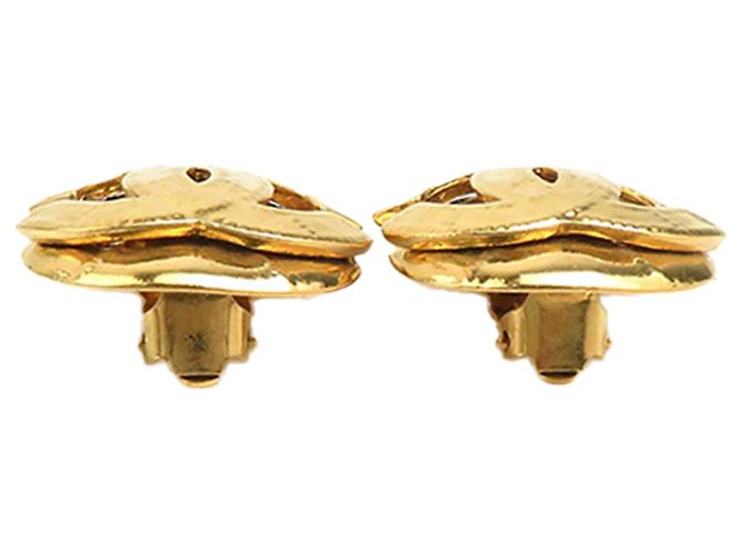 Boucles d'oreilles clips Chanel Gold CC Logo plaqué or Doré - vue 6