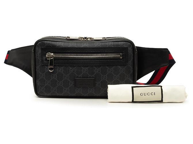 Gucci Black GG Supreme Web Belt Bag - view 7
