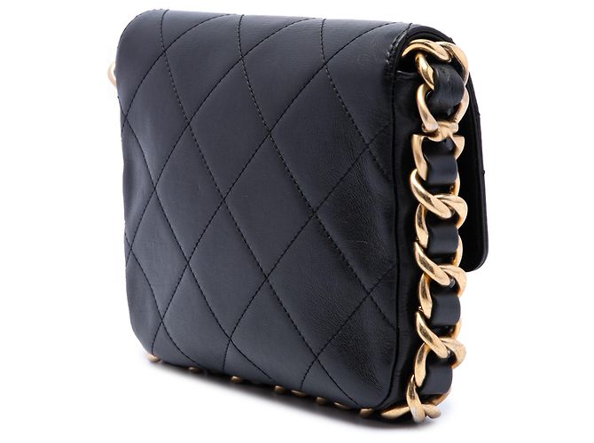 Chanel Black Small Quilted Calfskin Framing Chain Flap Noir - vue 2