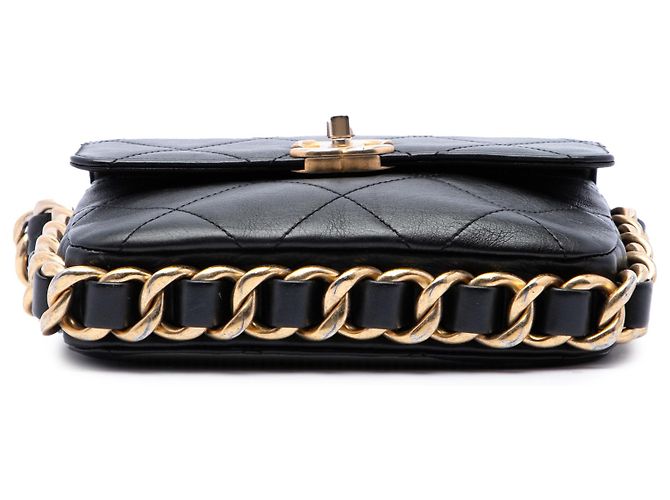 Chanel Black Small Quilted Calfskin Framing Chain Flap Noir - vue 3