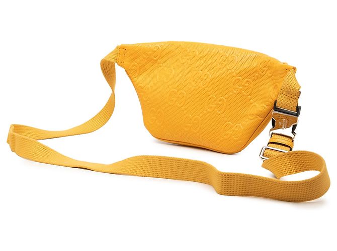 Bolso cinturón Gucci de piel de becerro perforada con relieve GG amarillo - vista 2