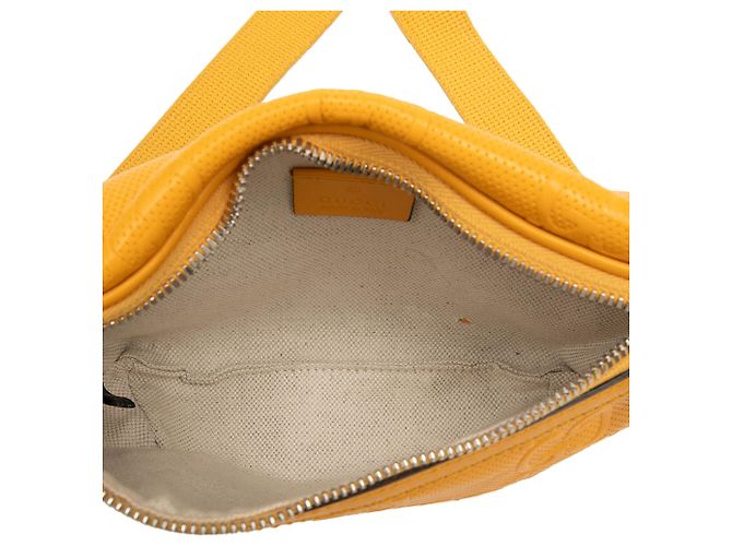 Bolso cinturón Gucci de piel de becerro perforada con relieve GG amarillo - vista 5