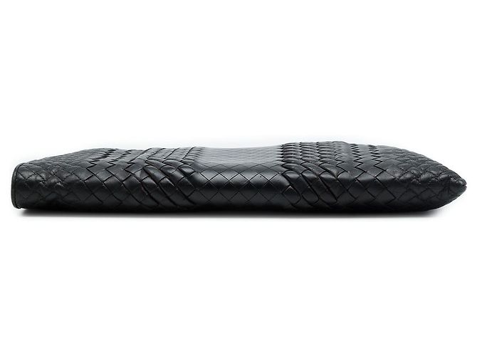Clutch con zip Bottega Veneta Intreccio Imperatore in nappa nero - vista 3