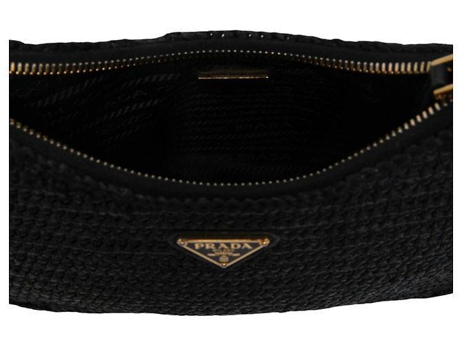 Prada Re Edition 2005 Satchel aus Raffia-Häkeloptik in Schwarz - Ansicht 4