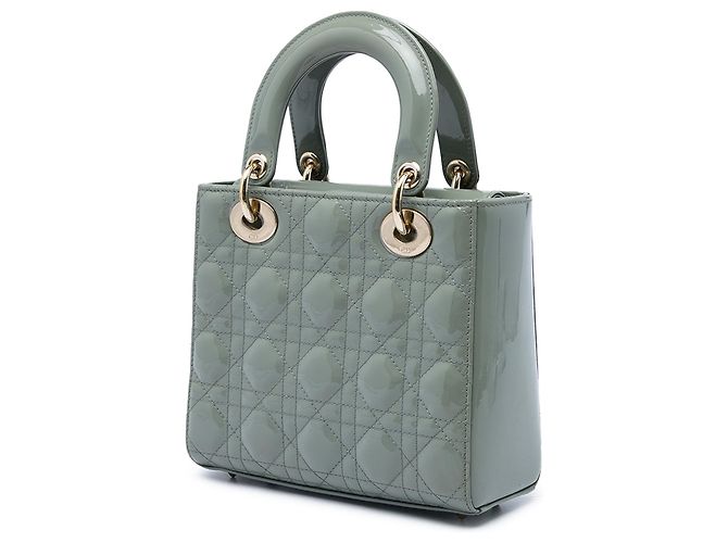 Dior Gray Small Patent Cannage Lady Dior Marrom - vista 2