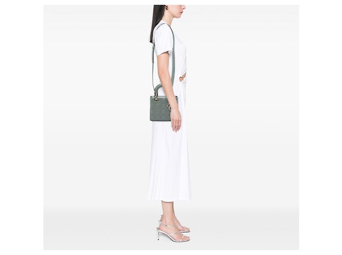 Dior Gray Small Patent Cannage Lady Dior Marrom - vista 5