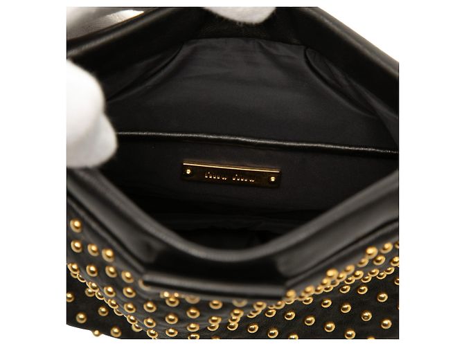 Clutch de piel con tachuelas negras Miu Miu Negro - vista 5