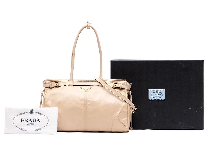 Bolso Bonnie Prada de piel de becerro Naplak beige Large - vista 7
