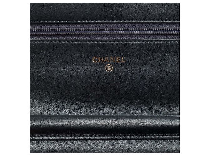 Portefeuille Chanel Black CC Embossed Lambskin Camellia Wallet On Chain Noir - vue 5