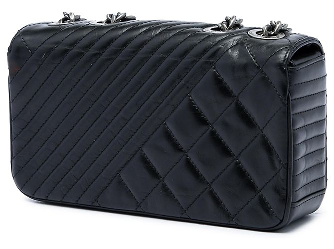 Chanel Black Small Quilted Aged Calfskin Coco Boy Flap Schwarz - Ansicht 2
