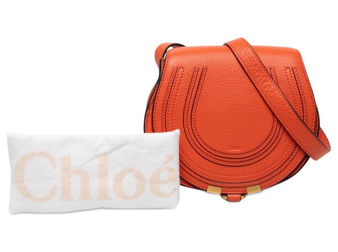 Chloé Orange Small Grained Leather Marcie Saddle Crossbody - vue 6